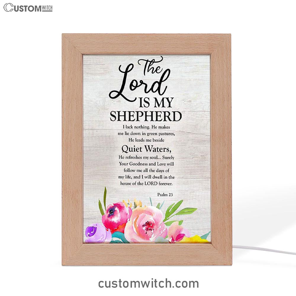 Psalm 23 - The Lord Is My Shepherd Frame Lamp Art - Christian Night Light Decor