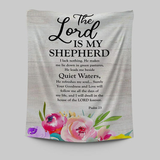Psalm 23 - The Lord Is My Shepherd Tapestry Wall Art - Christian Tapestries Wall Art Decor