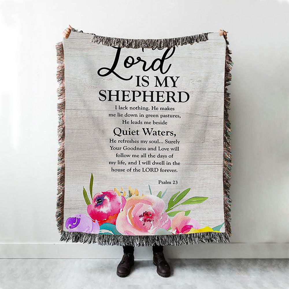 Psalm 23 - The Lord Is My Shepherd Woven Throw Blanket - Christian Woven Throw Blanket Decor