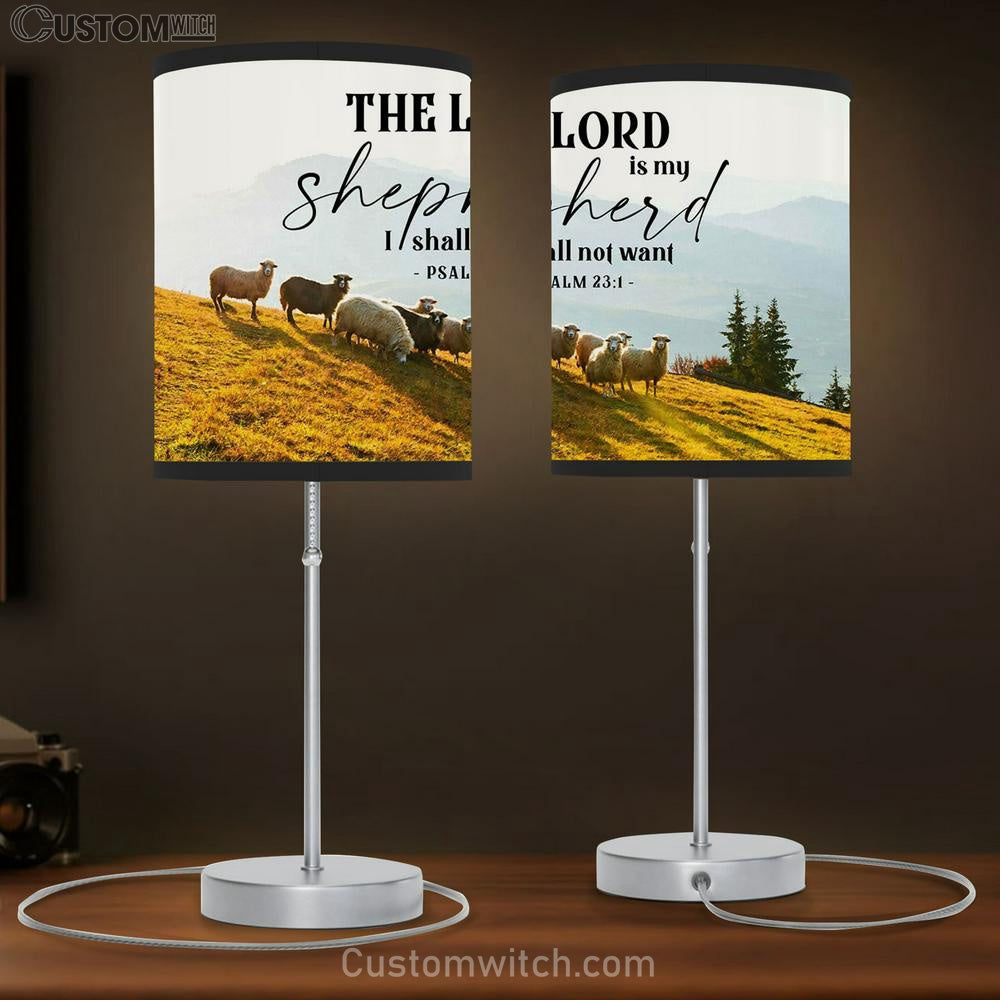 Psalm 23 Kjv The Lord Is My Shepherd I Shall Not Want Table Lamb Art - Scripture Table Lamb Prints - Christian Lamb Gift