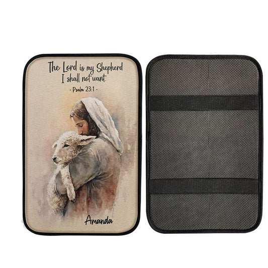 Psalm 31 The Lord Is My Shepherd Personalized Car Center Console Cover, Christian Gift Car Armrest Pad