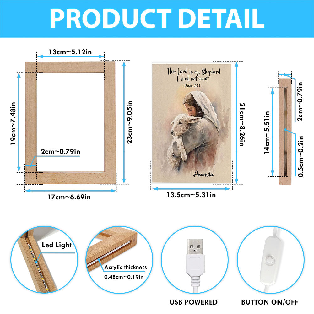 Psalm 31 The Lord Is My Shepherd Personalized Frame Lamp Art - Christian Night Light - Bible Verse Gift For Women Of God