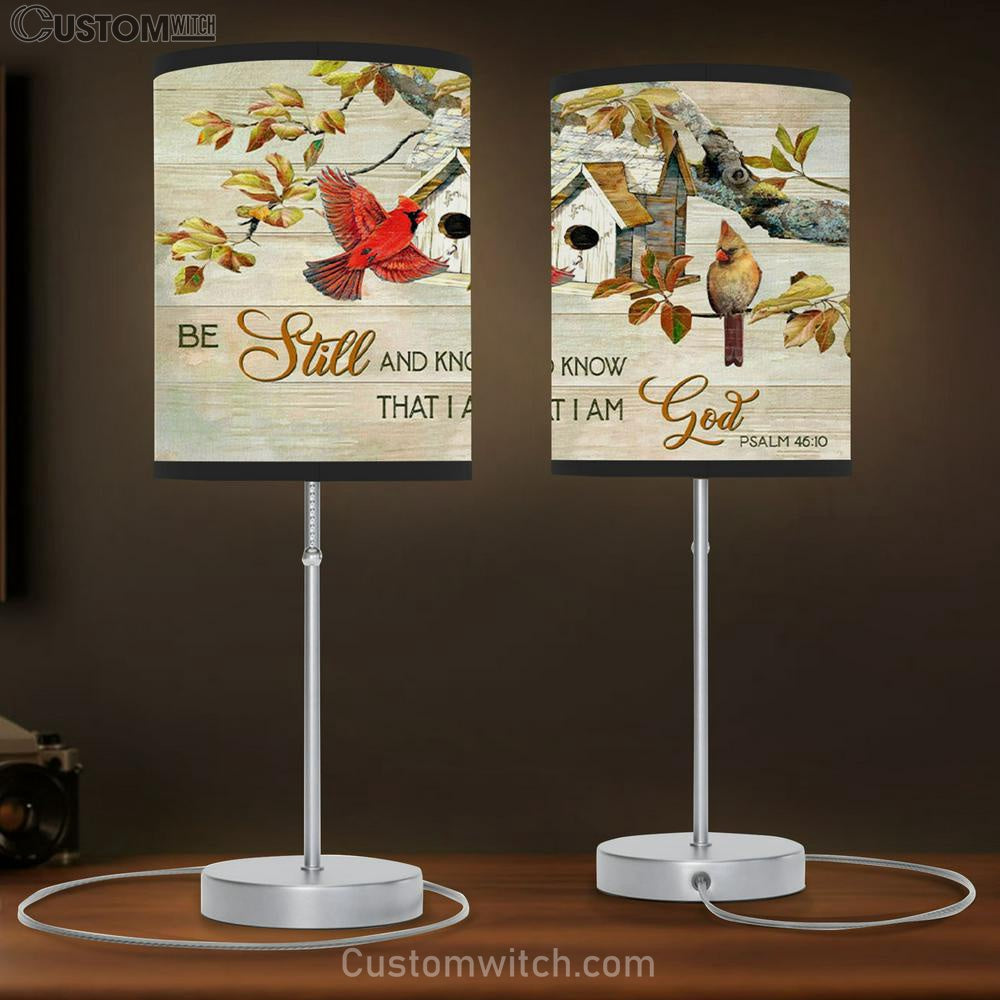 Psalm 4610 Be Still And Know That I Am God Table Lamb Gift - Cardinal Couple - Christian Bedroom Decor