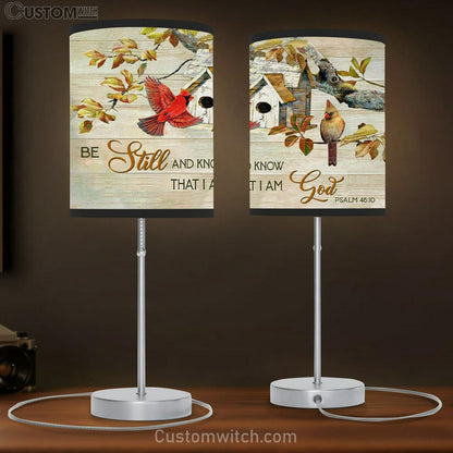 Psalm 4610 Be Still And Know That I Am God Table Lamb Gift - Cardinal Couple - Christian Bedroom Decor