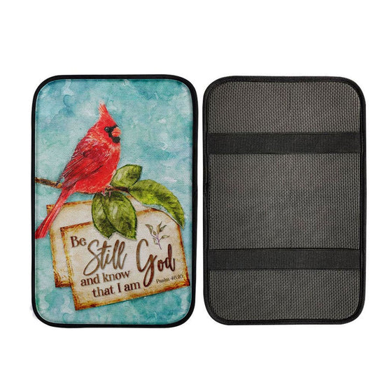 Psalm 4610 Be Still And Know That I Am God Cardinal Christmas Car Center Console Cover, Christian Gift Car Armrest Pad