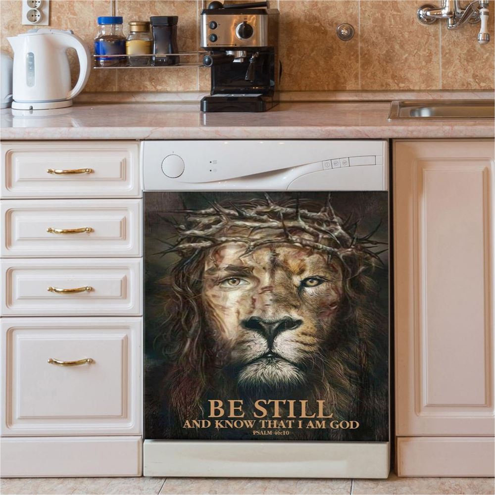 Psalm 4610 Be Still And Know That I Am God Cardinal Christmas Dishwasher Cover, Bible Verse Dishwasher Wrap, Scripture Kitchen Decoration