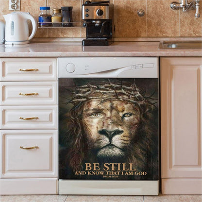 Psalm 4610 Be Still And Know That I Am God Cardinal Christmas Dishwasher Cover, Bible Verse Dishwasher Wrap, Scripture Kitchen Decoration