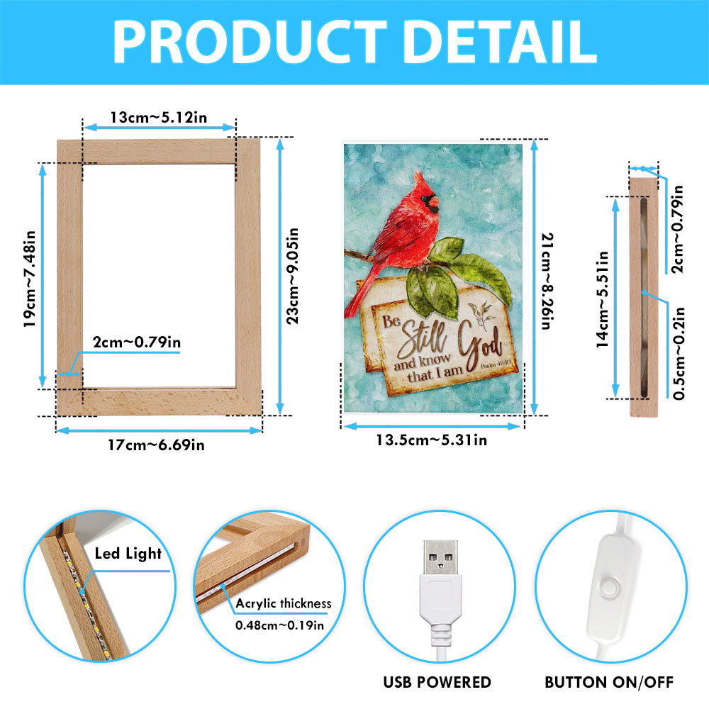 Psalm 4610 Be Still And Know That I Am God Cardinal Christmas Frame Lamp Prints - Bible Verse Decor - Scripture Art