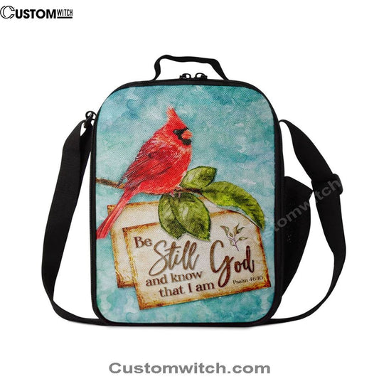 Psalm 4610 Be Still And Know That I Am God Cardinal Christmas Lunch Bags, Bible Verse Lunch Bag For Men And Women