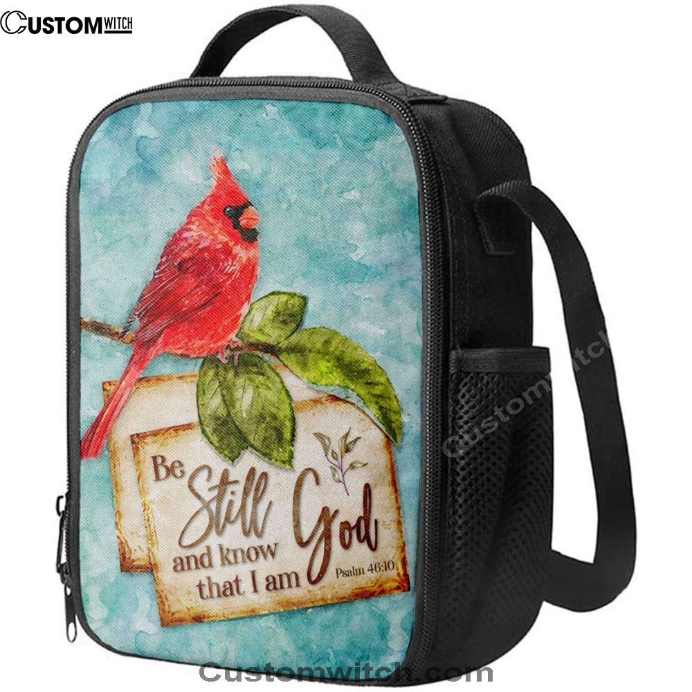 Psalm 4610 Be Still And Know That I Am God Cardinal Christmas Lunch Bags, Bible Verse Lunch Bag For Men And Women