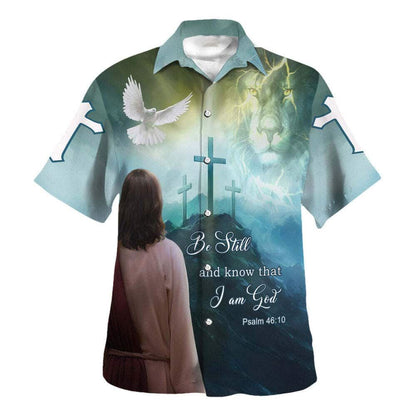 Psalm 4610 Be Still And Know That I Am God Jesus Lion And Dove Christian Hawaiian Shirt, Christian Hawaiian Shirt, Religious Gift