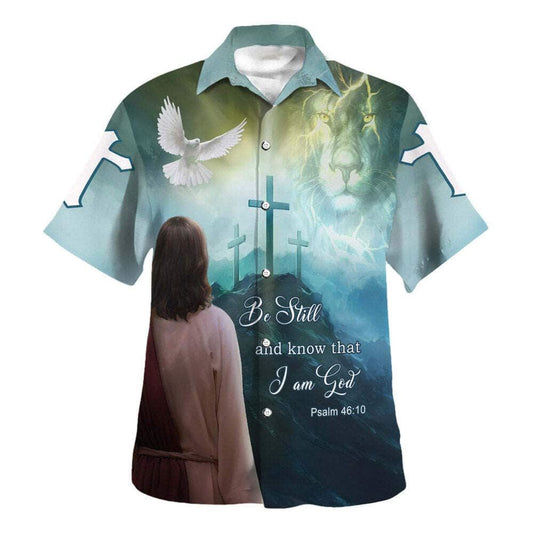 Psalm 4610 Be Still And Know That I Am God Jesus Lion And Dove Christian Hawaiian Shirt, Christian Hawaiian Shirt, Religious Gift