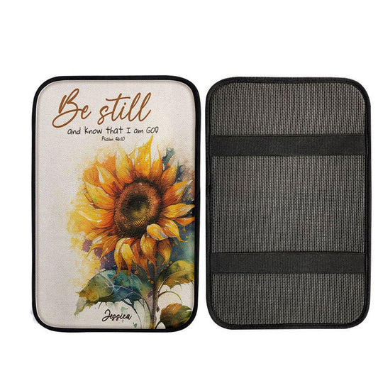 Psalm 4610 Be Still And Know That I Am God Personalized Car Center Console Cover, Religious Car Interior Accessories