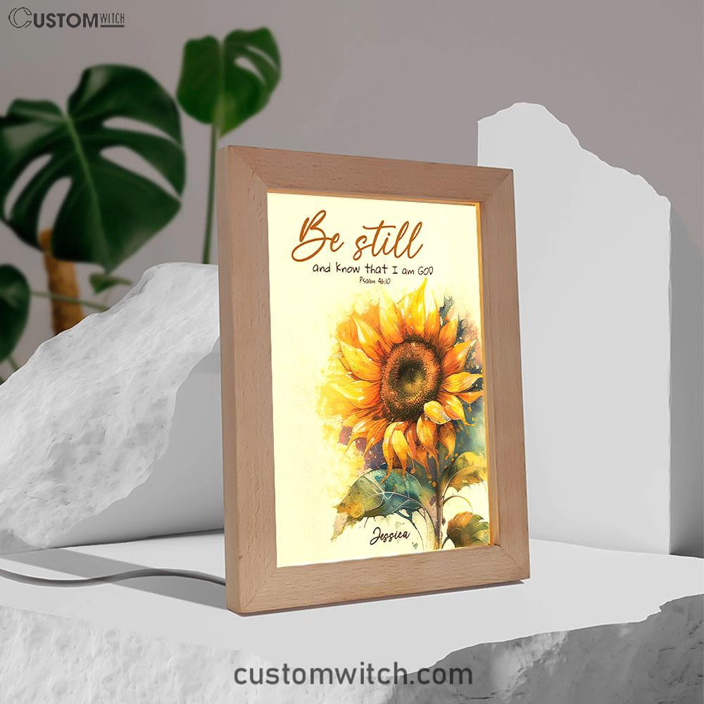 Psalm 4610 Be Still And Know That I Am God Personalized Frame Lamp Art - Religious Gifts Night Light - Bible Frame Lamp Art