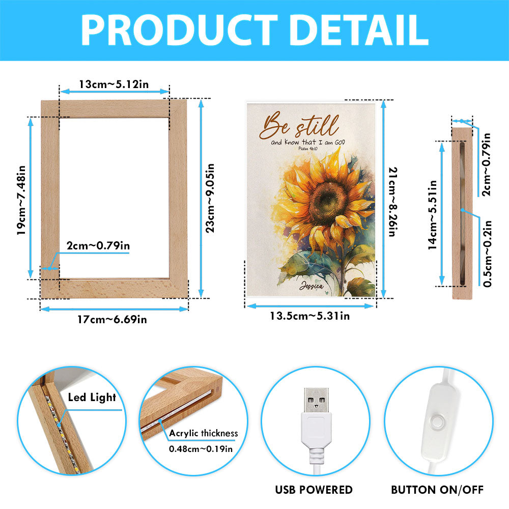 Psalm 4610 Be Still And Know That I Am God Personalized Frame Lamp Art - Religious Gifts Night Light - Bible Frame Lamp Art