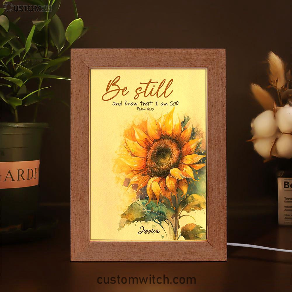 Psalm 4610 Be Still And Know That I Am God Personalized Frame Lamp Art - Religious Gifts Night Light - Bible Frame Lamp Art