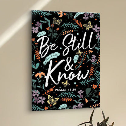 Psalm 4610 Be Still And Know Wildflowers Butterflies Christian Canvas Prints - Bible Verse Wall Decor - Scripture Wall Art
