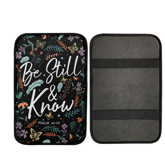 Psalm 4610 Be Still And Know Wildflowers Butterflies Christian Car Center Console Cover, Jesus Art, Car Interior Accessories