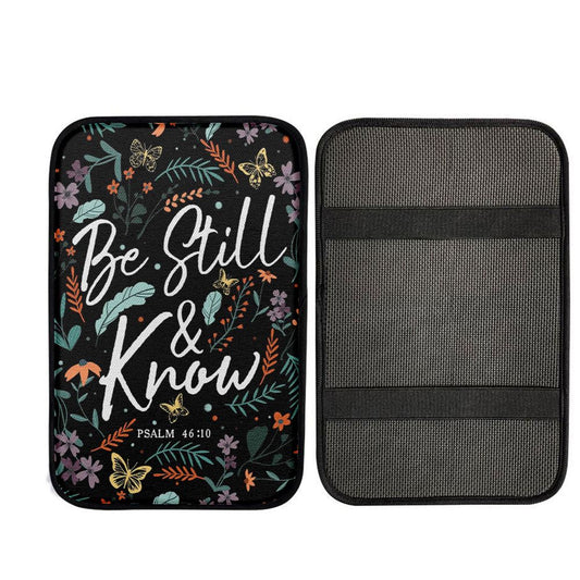 Psalm 4610 Be Still And Know Wildflowers Butterflies Christian Car Center Console Cover, Religious Car Interior Accessories