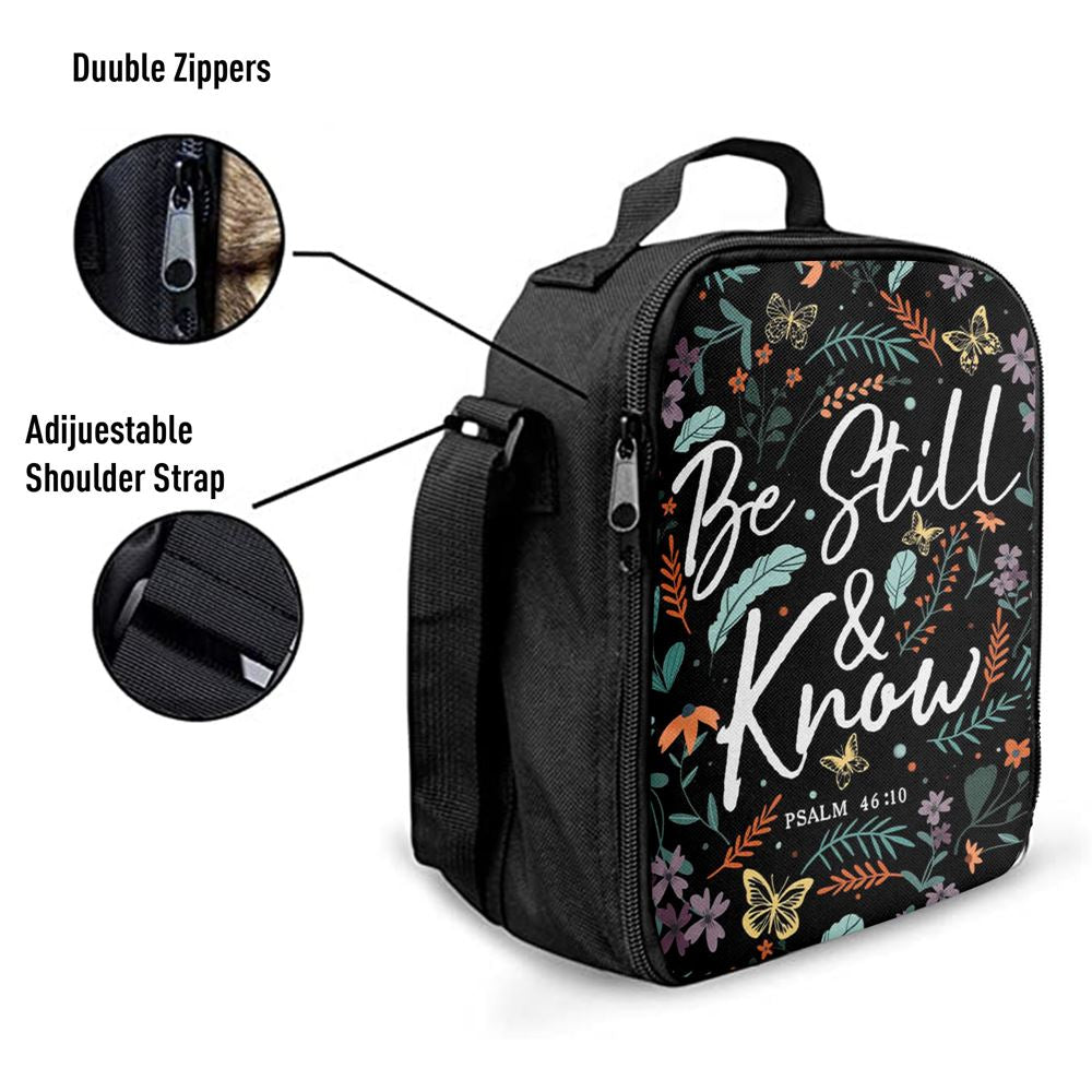 Psalm 4610 Be Still And Know Wildflowers Butterflies Christian Lunch Bags, Bible Verse Lunch Bag For Men And Women