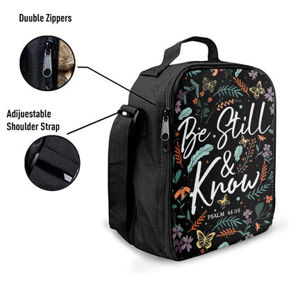 Psalm 4610 Be Still And Know Wildflowers Butterflies Christian Lunch Bags, Bible Verse Lunch Bag For Men And Women