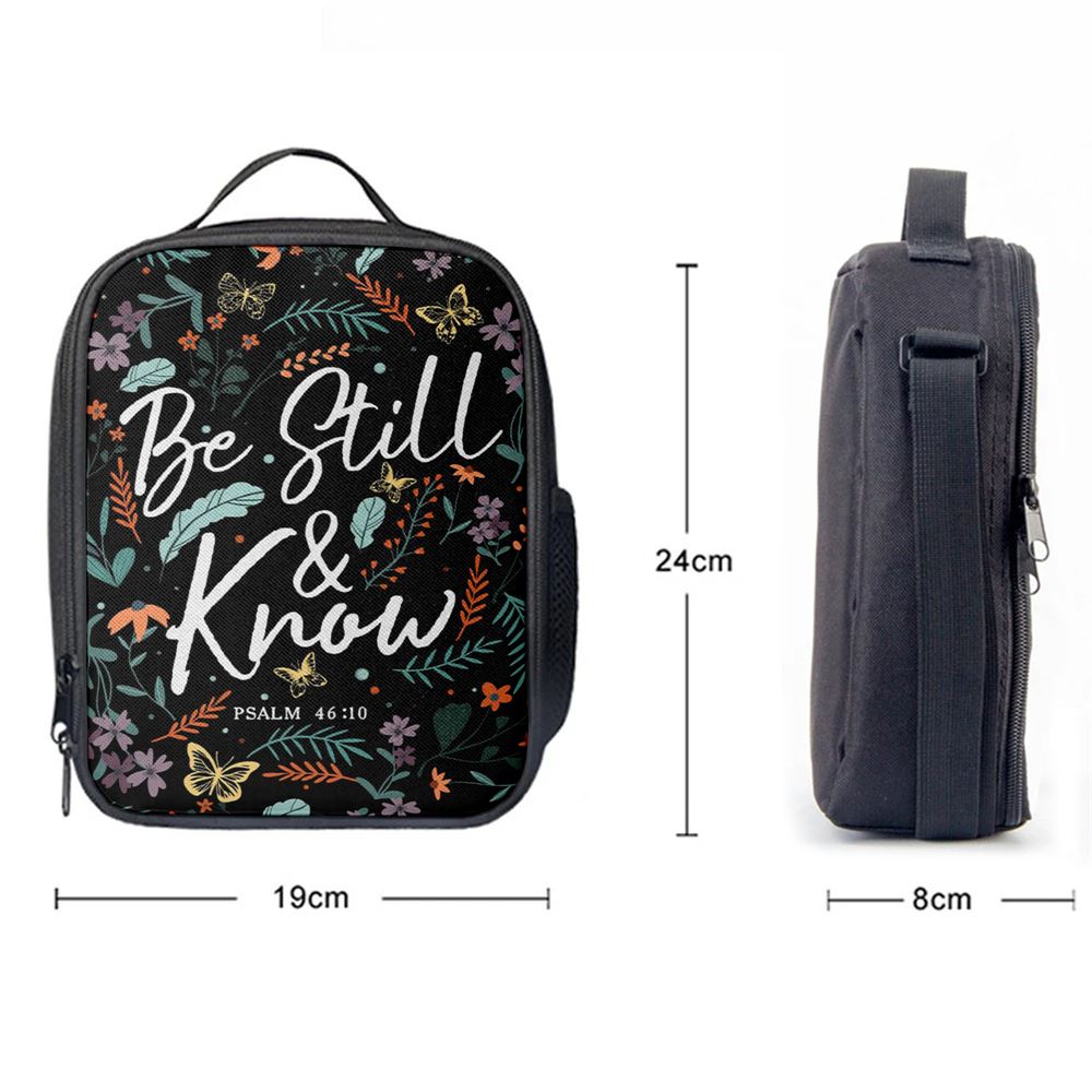 Psalm 4610 Be Still And Know Wildflowers Butterflies Christian Lunch Bags, Bible Verse Lunch Bag For Men And Women