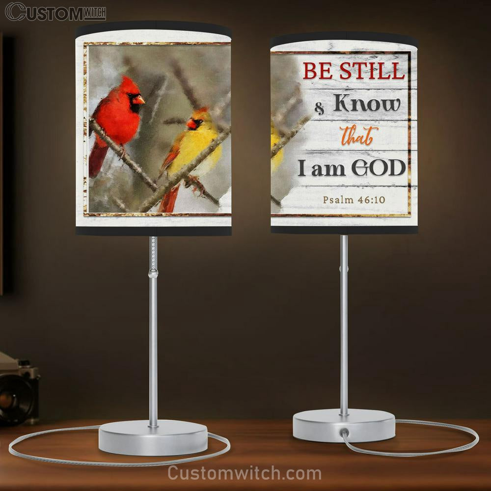 Psalm 4610 Be Still & Know That I Am God Table Lamb Gift - Cardinal - Christian Bedroom Decor