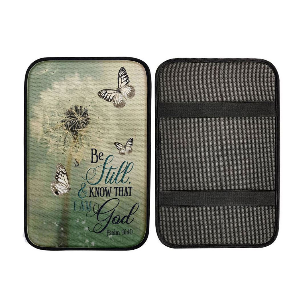 Psalm 4610 Dandelion Butterfly Car Center Console Cover, Religious Car Interior Accessories