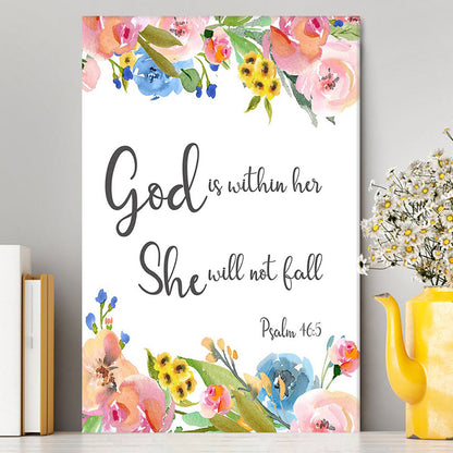 Psalm 46 - God Is Within Her She Will Not Fall Canvas Wall Art - Christian Canvas Wall Art Decor