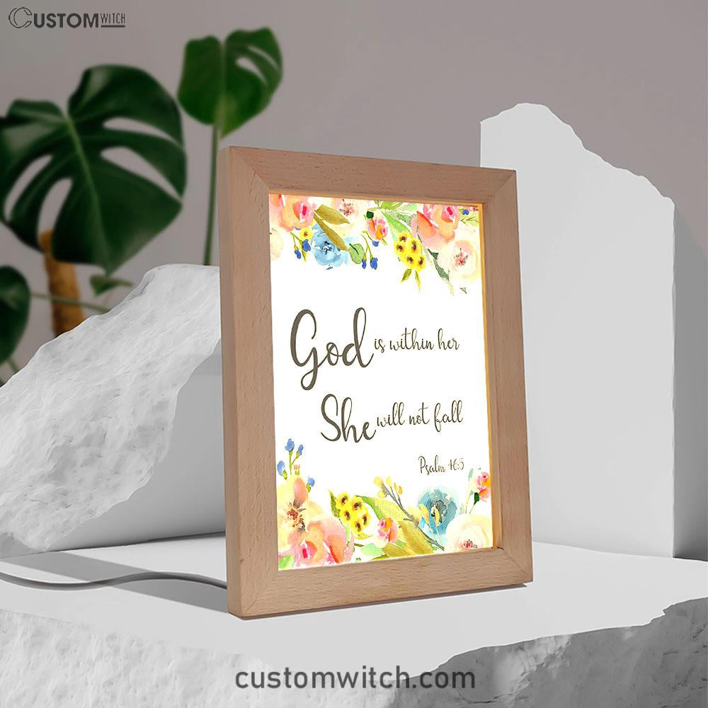 Psalm 46 - God Is Within Her She Will Not Fall Frame Lamp Art - Christian Night Light Decor