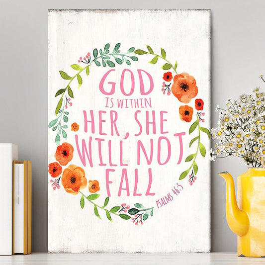 Psalm 46 5 - God Is Within Her She Will Not Fall Canvas Wall Art - Spiritual Christian Gifts For Women