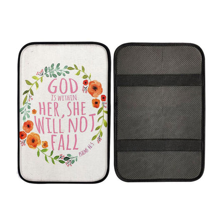 Psalm 46 5 - God Is Within Her She Will Not Fall Car Center Console Cover, Christian Gift Car Armrest Pad