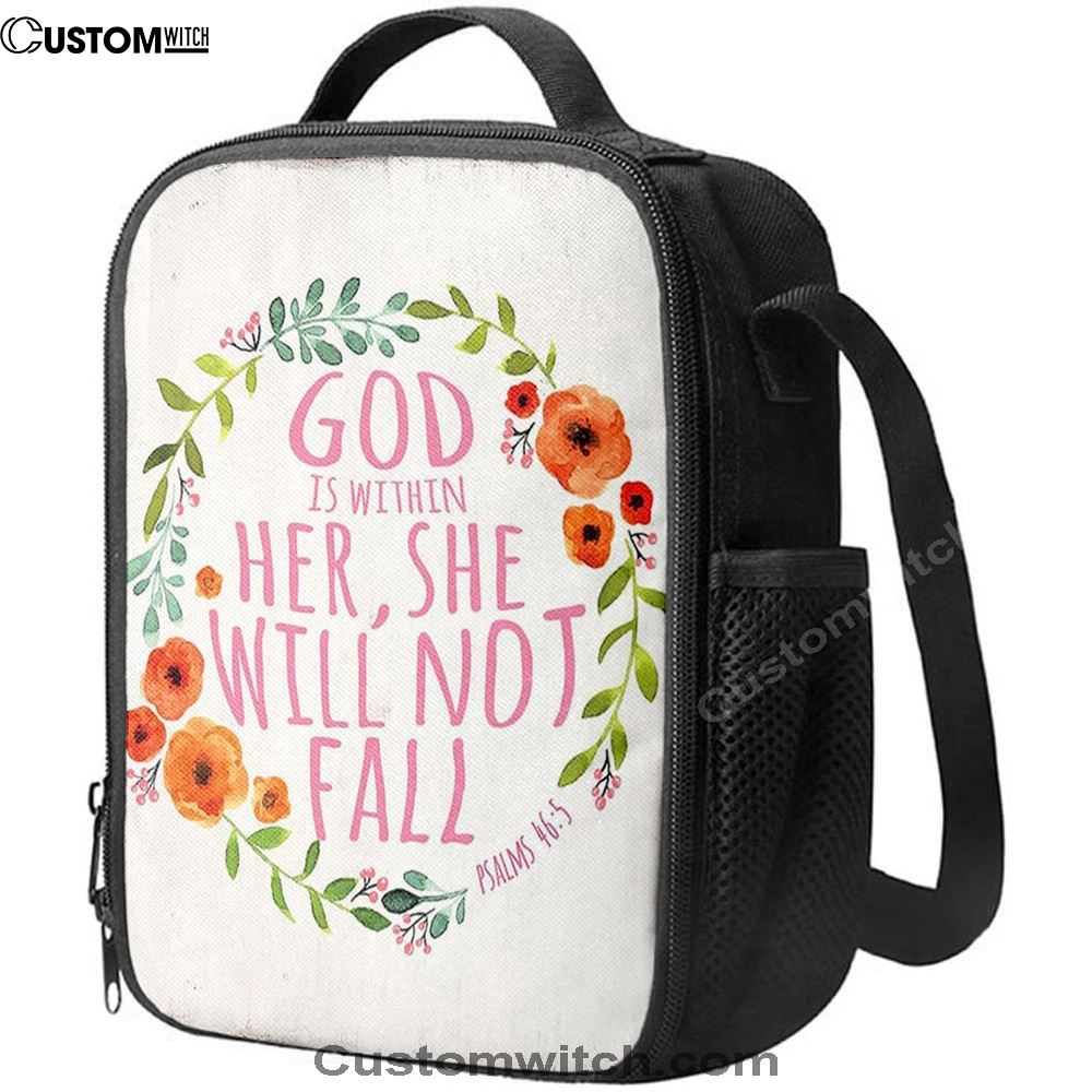 Psalm 46 5 - God Is Within Her She Will Not Fall Lunch Bag - Spiritual Christian Gifts For Women, Bible Verse Lunch Bag For Men And Women
