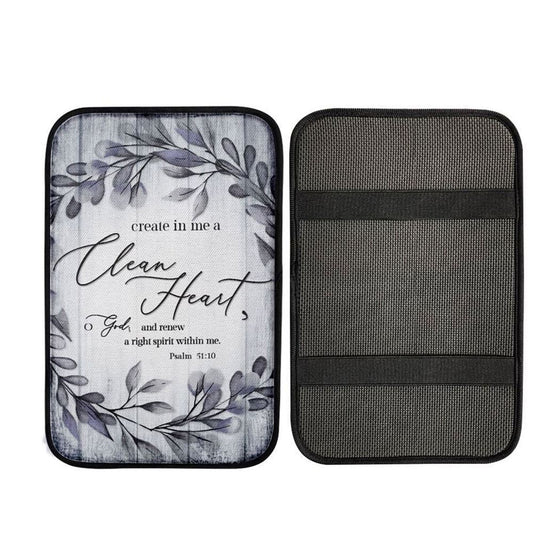 Psalm 5110 Create In Me A Clean Heart 1 Car Center Console Cover, Christian Gift Car Armrest Pad