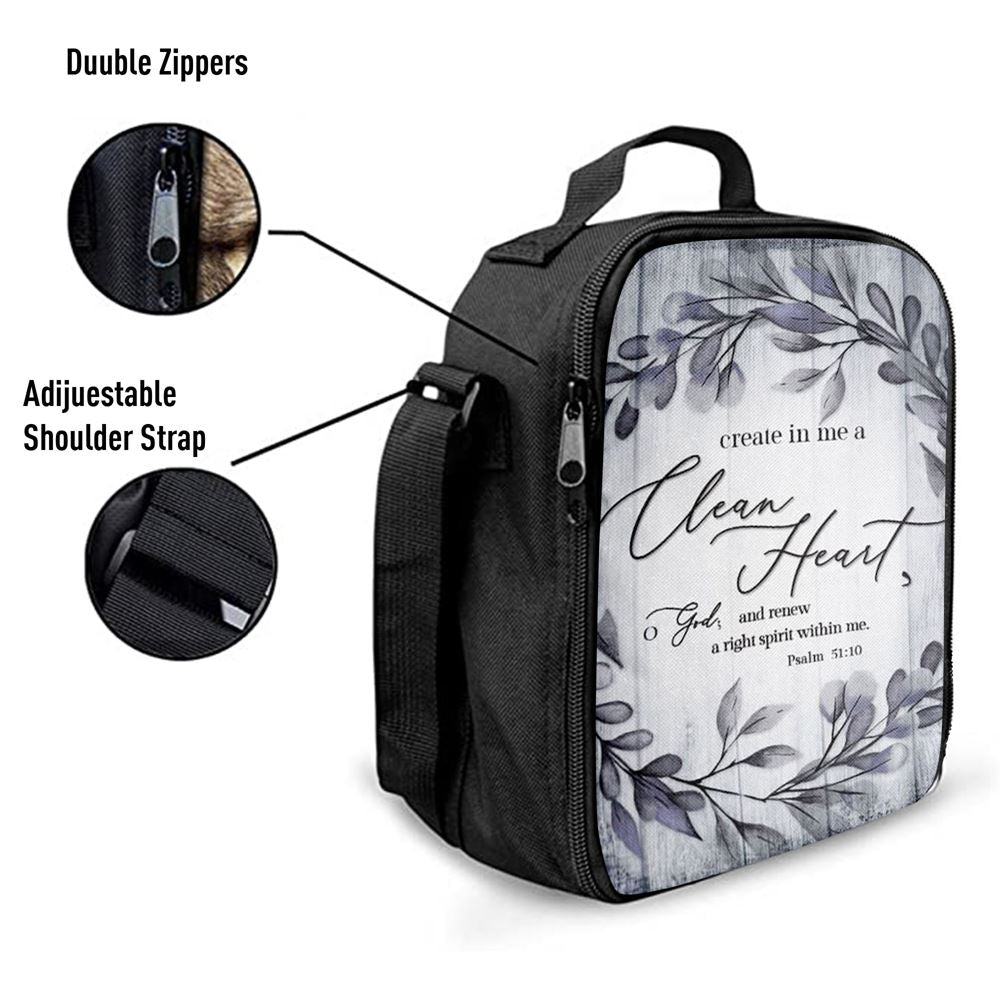 Psalm 5110 Create In Me A Clean Heart 1 Lunch Bag, Bible Verse Lunch Bag For Men And Women