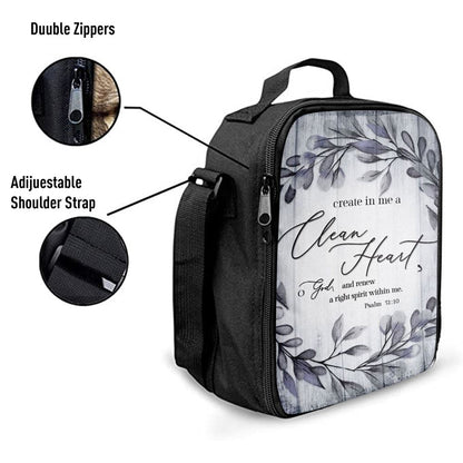 Psalm 5110 Create In Me A Clean Heart 1 Lunch Bag, Bible Verse Lunch Bag For Men And Women