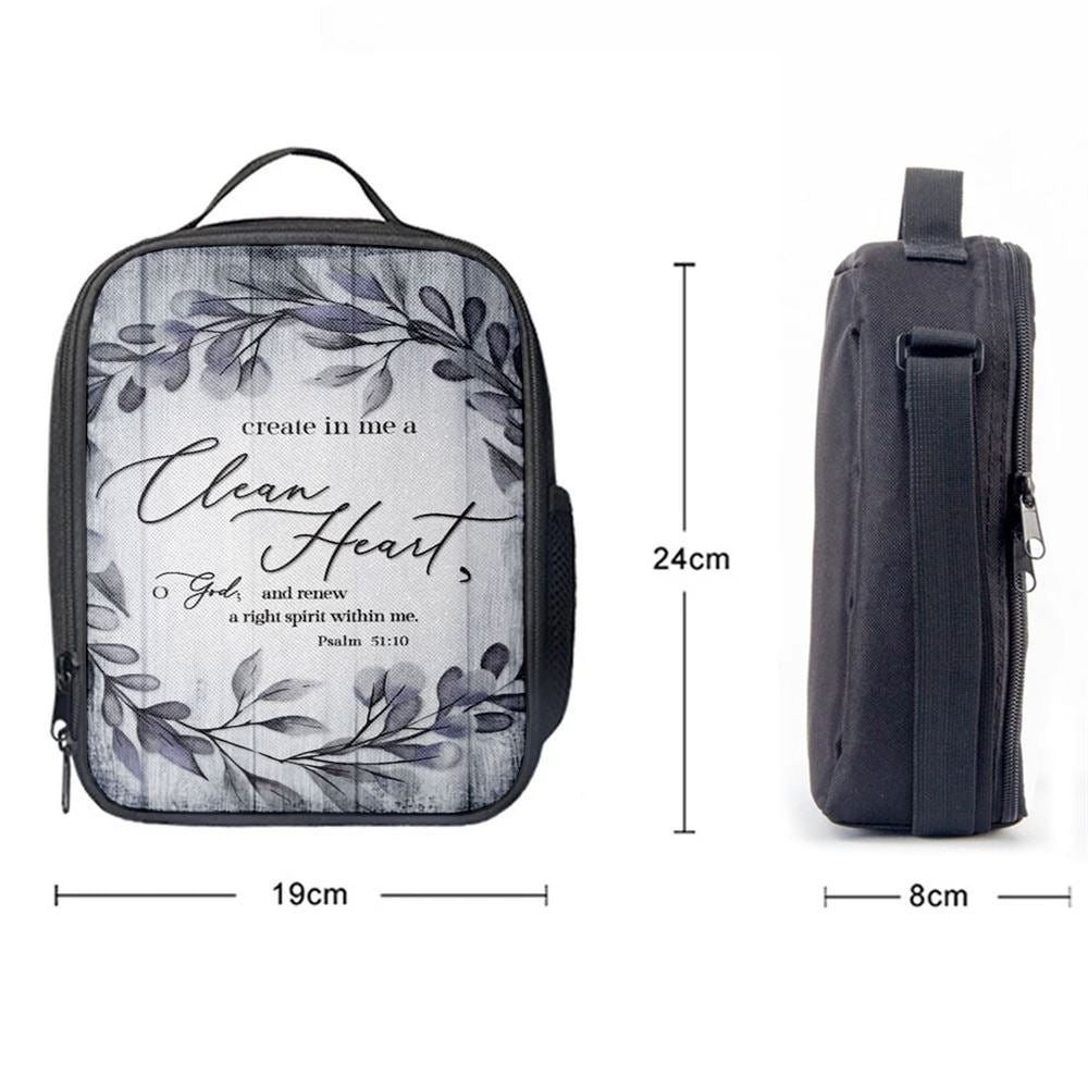 Psalm 5110 Create In Me A Clean Heart 1 Lunch Bag, Bible Verse Lunch Bag For Men And Women