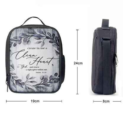 Psalm 5110 Create In Me A Clean Heart 1 Lunch Bag, Bible Verse Lunch Bag For Men And Women
