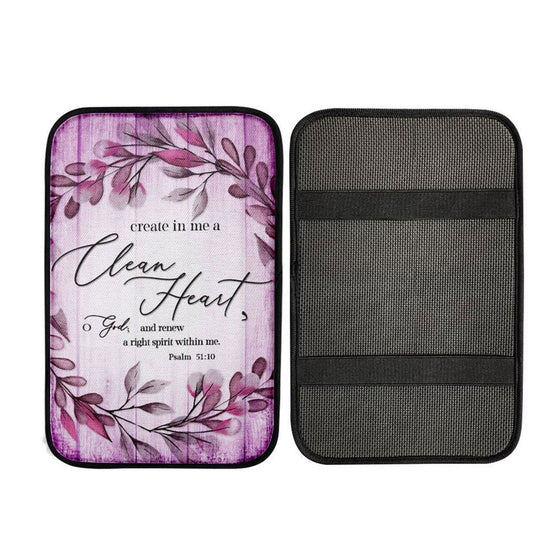 Psalm 5110 Create In Me A Clean Heart 2 Car Center Console Cover, Religious Car Interior Accessories