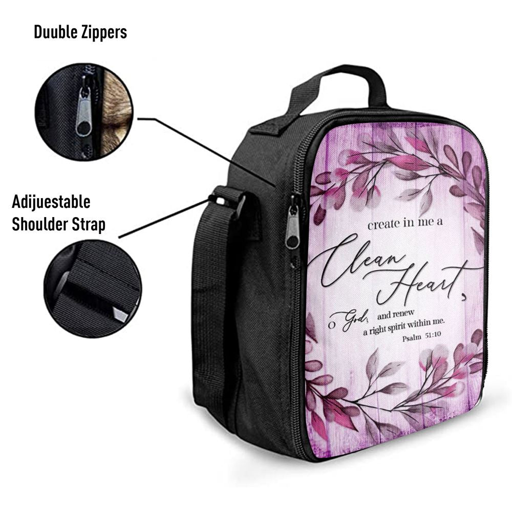 Psalm 5110 Create In Me A Clean Heart 2 Lunch Bag, Bible Verse Lunch Bag For Men And Women