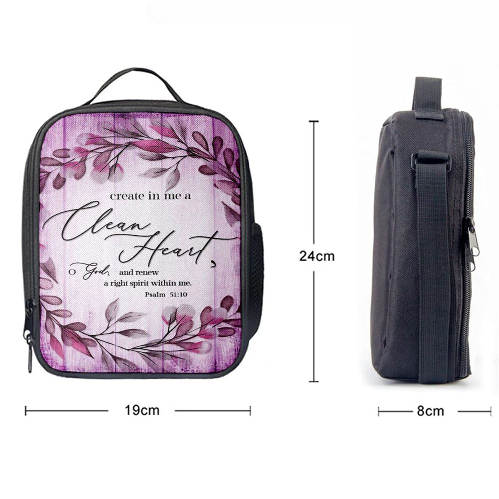 Psalm 5110 Create In Me A Clean Heart 2 Lunch Bag, Bible Verse Lunch Bag For Men And Women