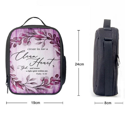 Psalm 5110 Create In Me A Clean Heart 2 Lunch Bag, Bible Verse Lunch Bag For Men And Women
