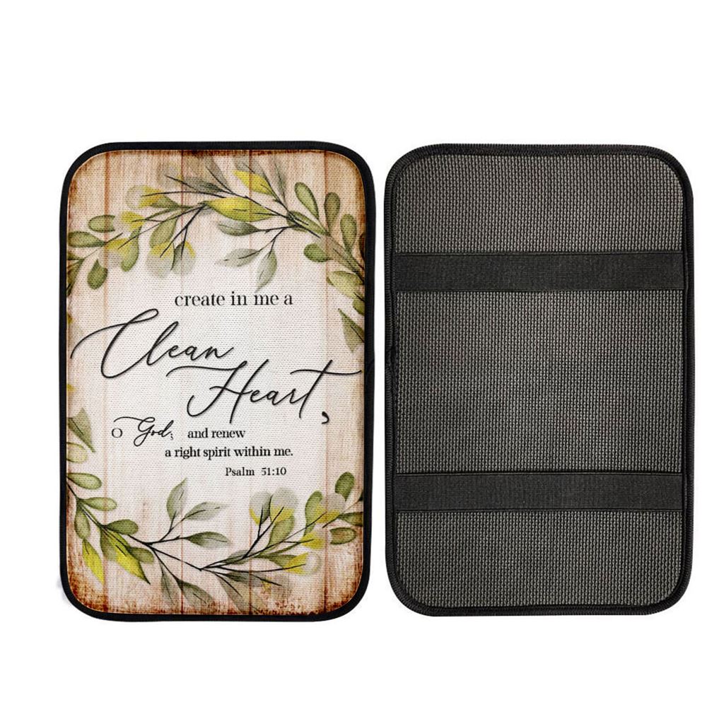Psalm 5110 Create In Me A Clean Heart Car Center Console Cover, Christian Gift Car Armrest Pad