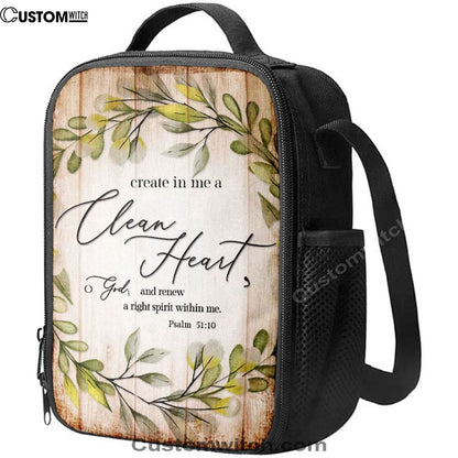 Psalm 5110 Create In Me A Clean Heart Lunch Bag, Bible Verse Lunch Bag For Men And Women