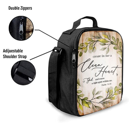 Psalm 5110 Create In Me A Clean Heart Lunch Bag, Bible Verse Lunch Bag For Men And Women
