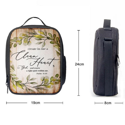 Psalm 5110 Create In Me A Clean Heart Lunch Bag, Bible Verse Lunch Bag For Men And Women