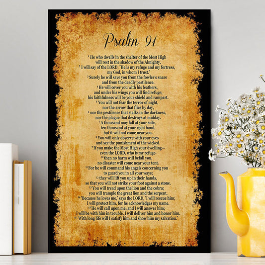 Psalm 91 - He Will Call Upon Me And I Will Answer Him Canvas Wall Print - Christian Canvas Wall Art Decor