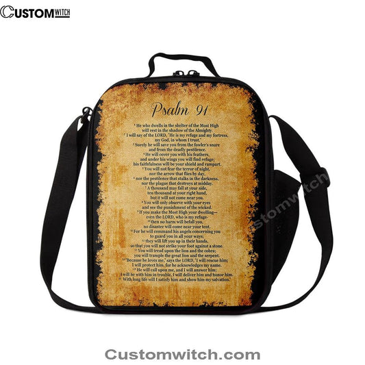 Psalm 91 - He Will Call Upon Me And I Will Answer Him Lunch Bag, Bible Verse Lunch Bag For Men And Women