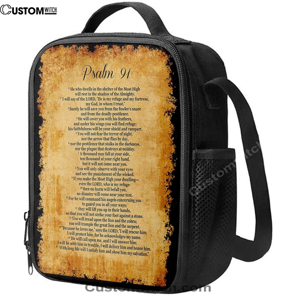Psalm 91 - He Will Call Upon Me And I Will Answer Him Lunch Bag, Bible Verse Lunch Bag For Men And Women