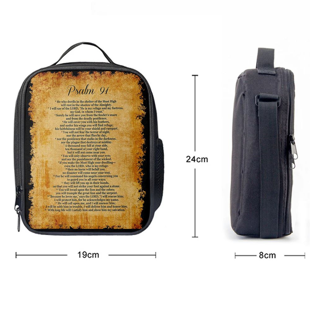 Psalm 91 - He Will Call Upon Me And I Will Answer Him Lunch Bag, Bible Verse Lunch Bag For Men And Women